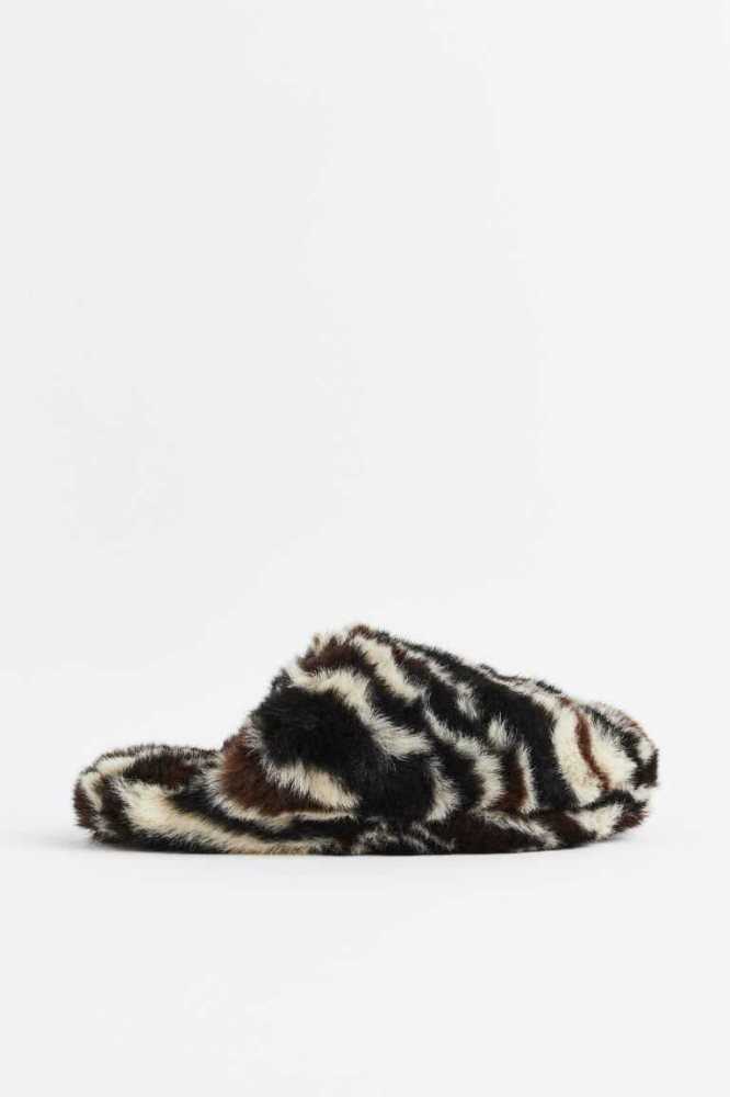 Pantuflas H&M Fluffy Mujer Negros | 120538SRX