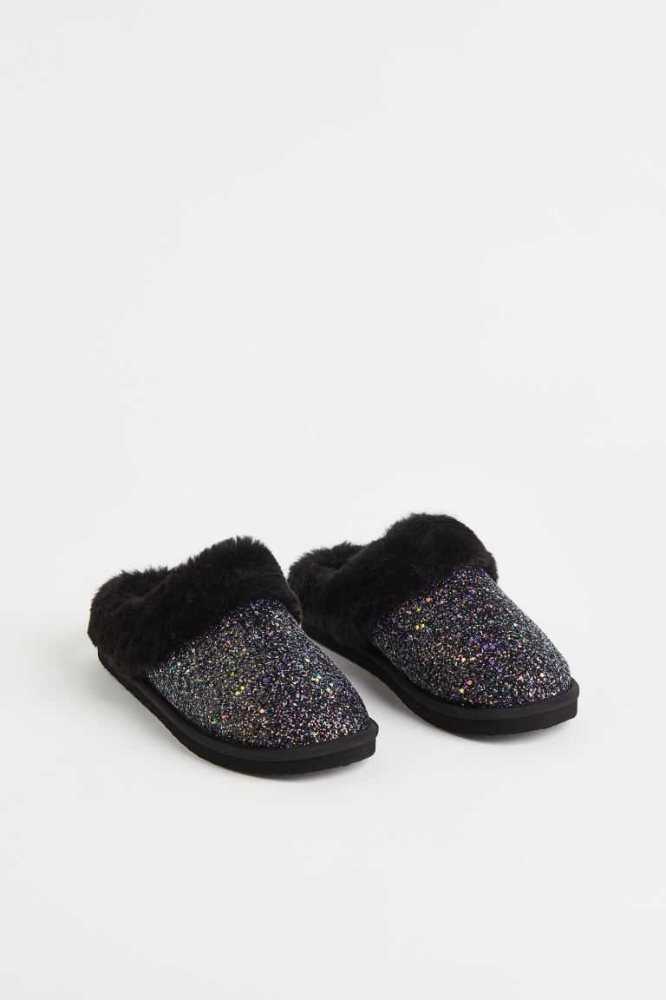 Pantuflas H&M Glittery Niños Negros | 123796WKI