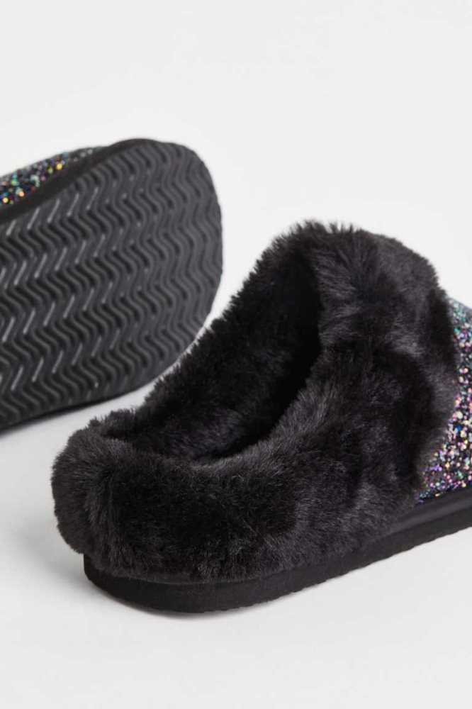 Pantuflas H&M Glittery Niños Negros | 123796WKI