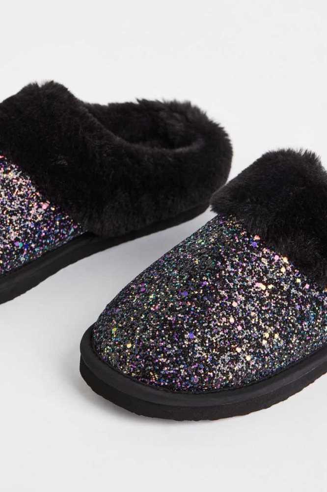 Pantuflas H&M Glittery Niños Negros | 123796WKI