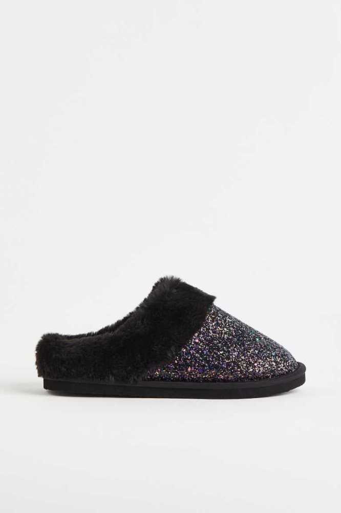 Pantuflas H&M Glittery Niños Negros | 123796WKI