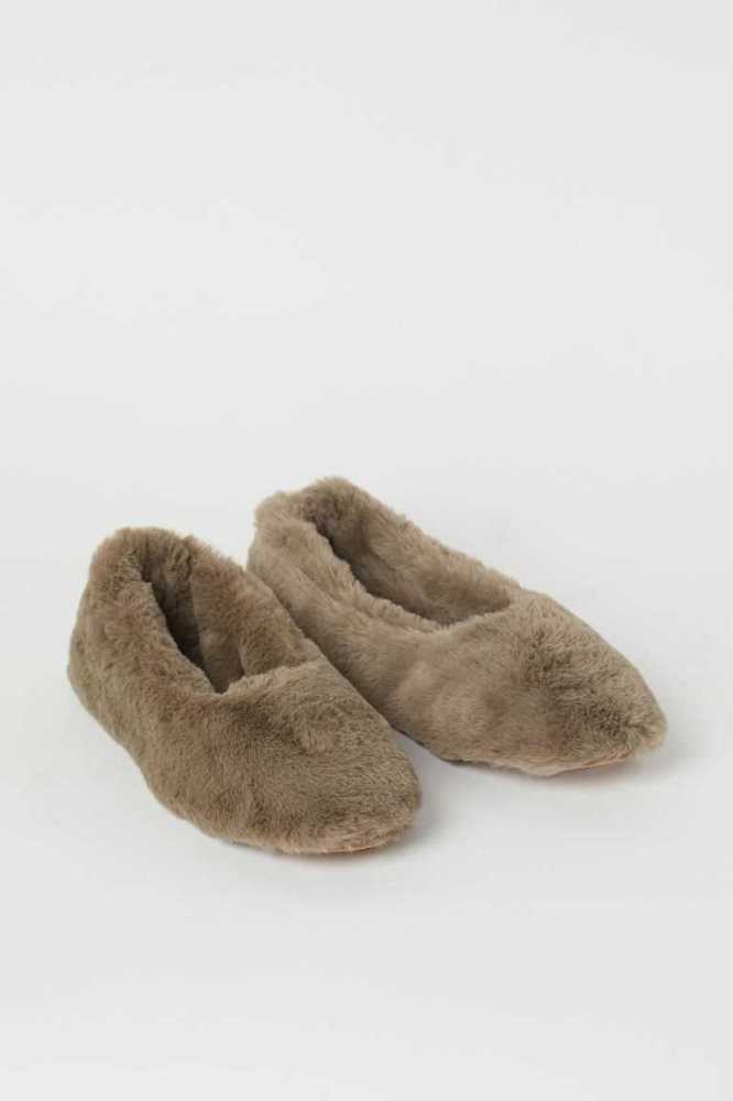 Pantuflas H&M Soft Indoor Mujer Marrom Claro Leopardo | 715438ASI