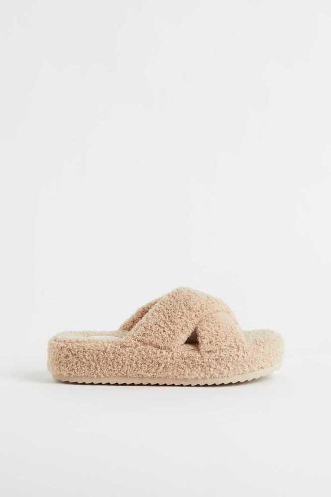 Pantuflas H&M Terry Mujer Beige Claro | 697583BRL