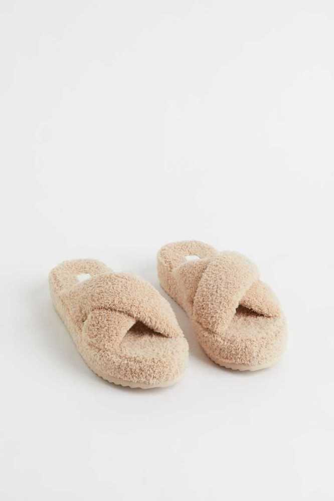 Pantuflas H&M Terry Mujer Beige Claro | 697583BRL