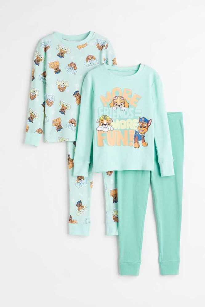 Paquete De Pijama H&M 2-pack Printed Niños Azules | 459078PTK