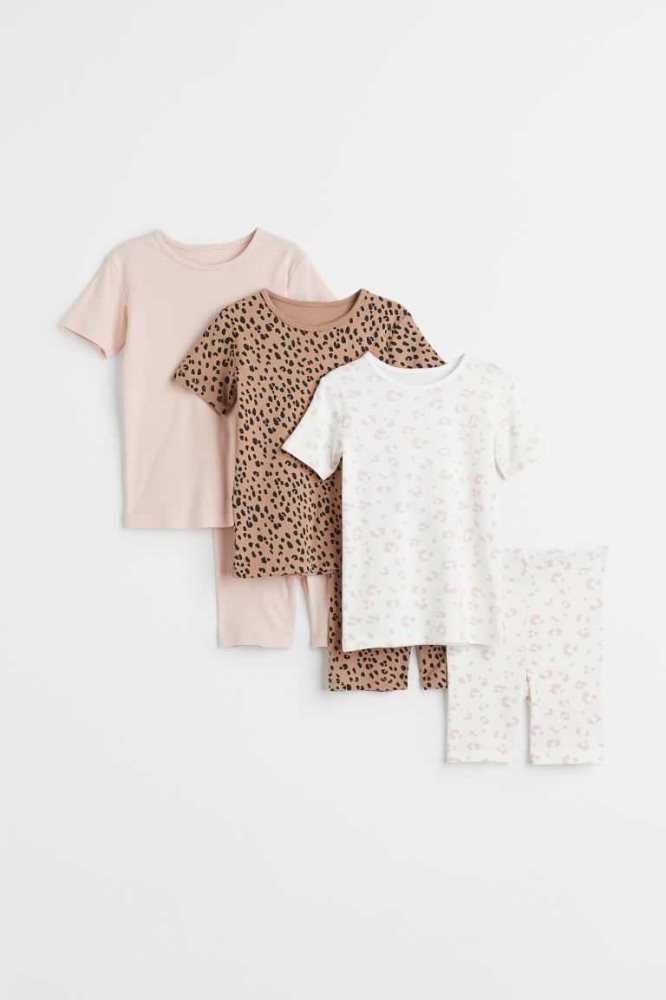 Paquete De Pijama H&M 3-pack Algodon Niños Rosas Claro | 429806NZT