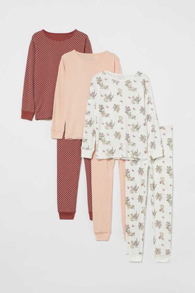 Paquete De Pijama H&M 3-pack Algodon Niños Rosas | 805712COJ