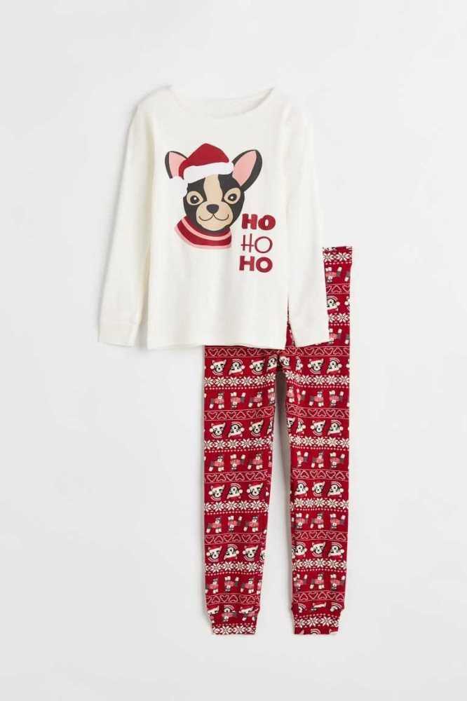 Paquete De Pijama H&M Printed Niños Beige Blancos Rojos | 428036JMD