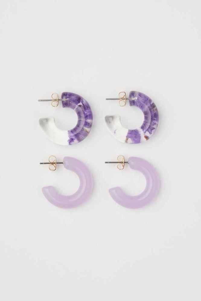 Pendientes H&M 2-pack Hoop Mujer Rosas Azules | 869054NZV