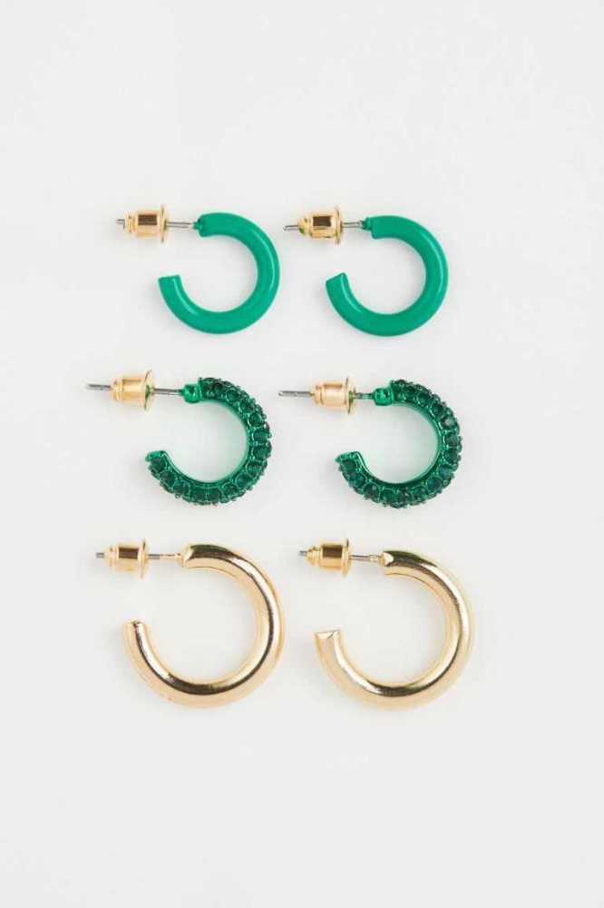 Pendientes H&M 3 Pairs Hoop Mujer Dorados Rosas Oscuro | 470136MHU