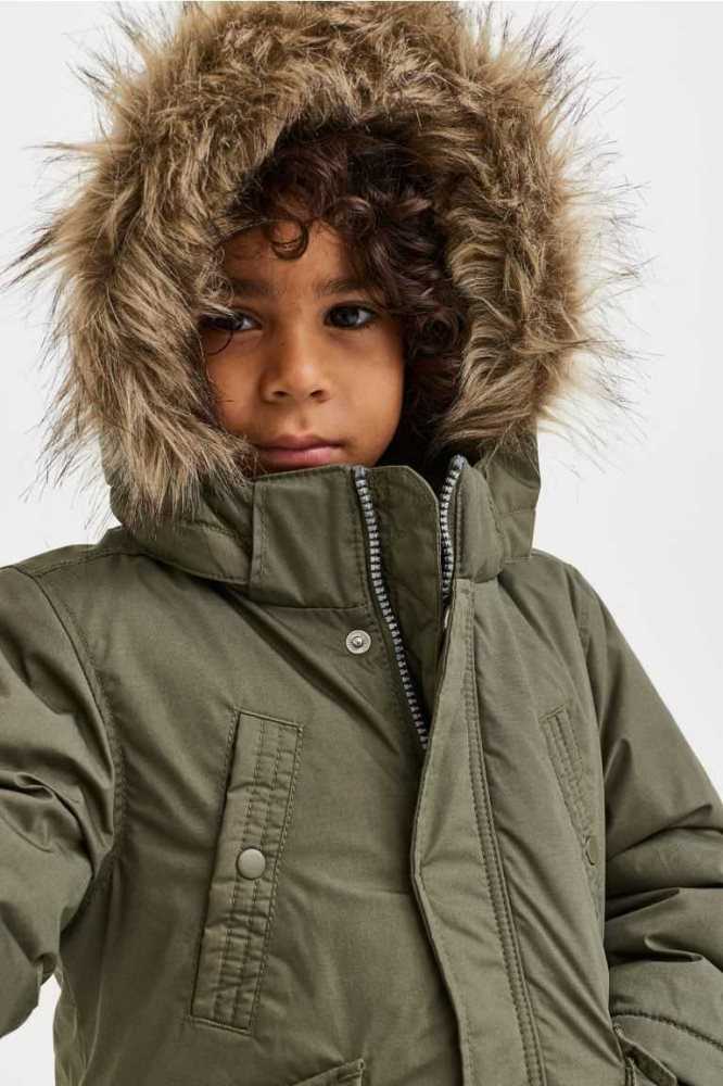 Ropa De Abrigo H&M Acolchado Encapuchado Parka Niños Marrom Oscuro | 324615NXP