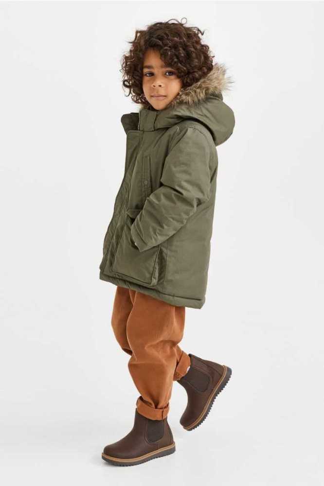 Ropa De Abrigo H&M Acolchado Encapuchado Parka Niños Marrom Oscuro | 324615NXP