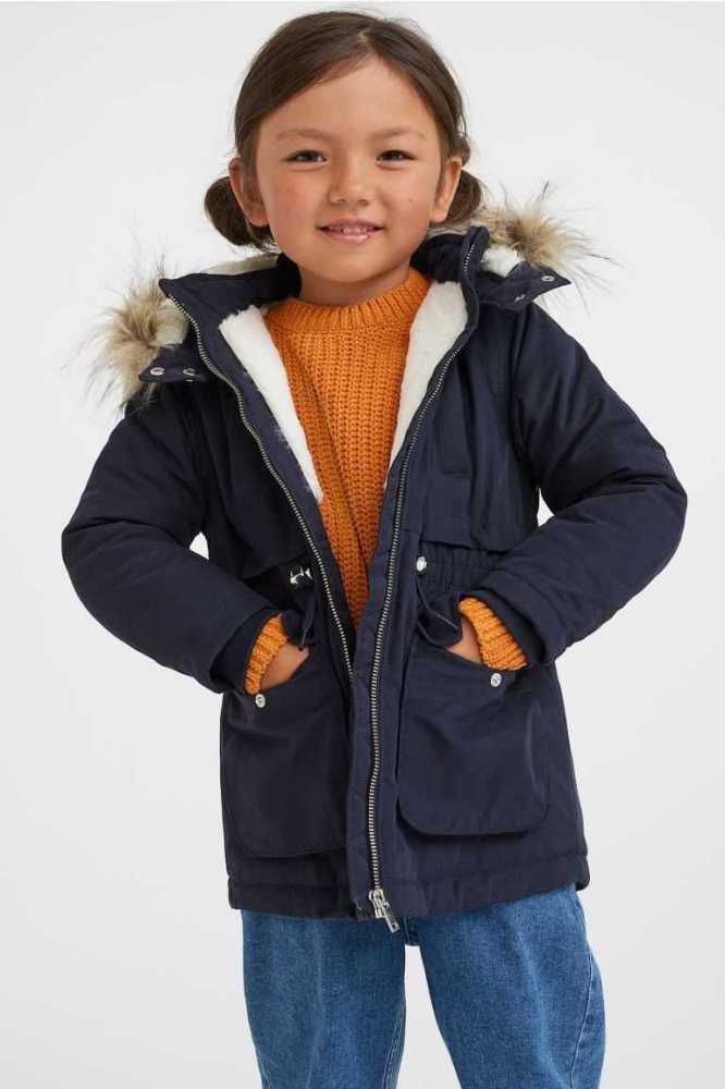 Ropa De Abrigo H&M Acolchado Parka Niños Azules Oscuro | 624975ZAK