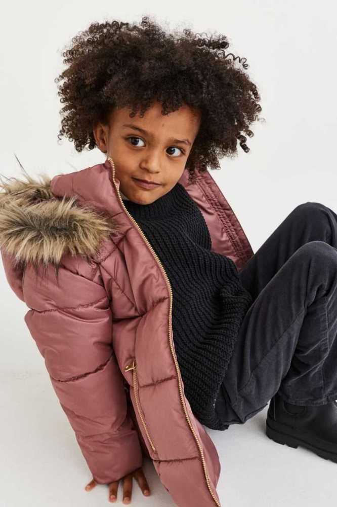 Ropa De Abrigo H&M Encapuchado Puffer Jacket Niños Grises Oscuro | 423719NPS