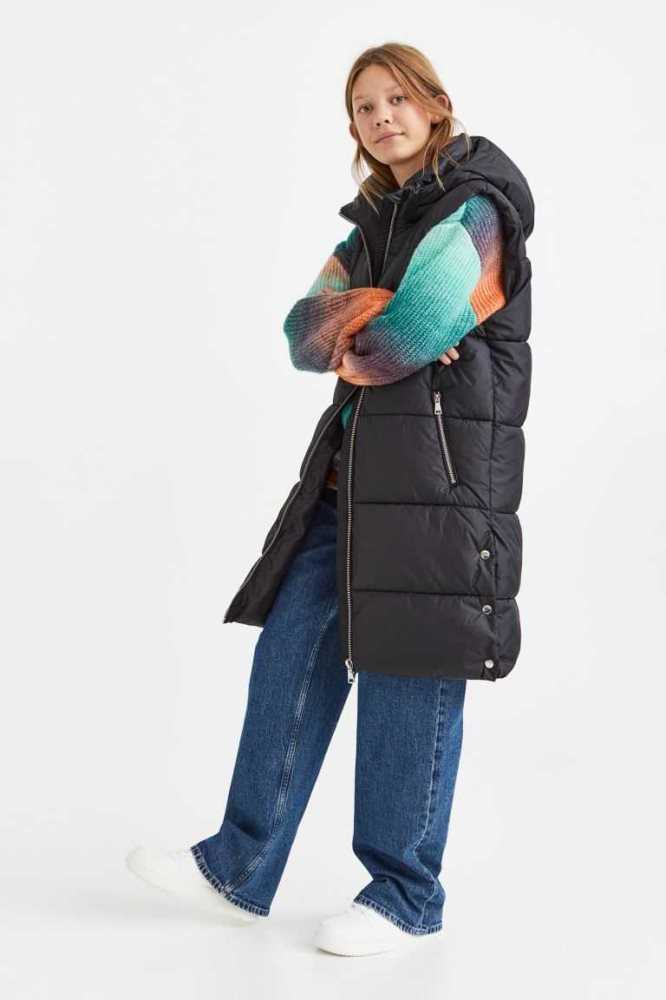 Ropa De Abrigo H&M Long Puffer Vest Niños Negros | 167920UQH