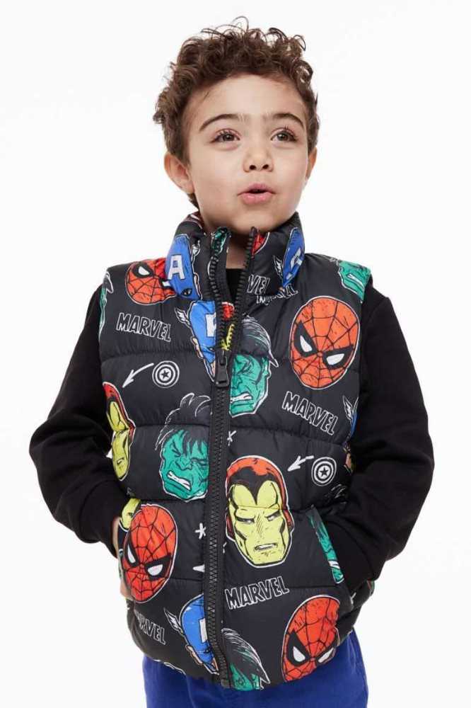 Ropa De Abrigo H&M Printed Puffer Vest Niños Grises Oscuro | 618930OBX