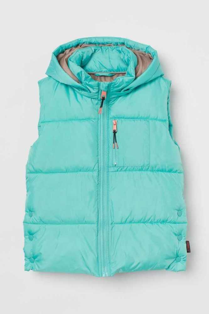 Ropa De Abrigo H&M THERMOLITE Acolchado Encapuchado Vest Niños Verde Menta Verdes | 739641HNV