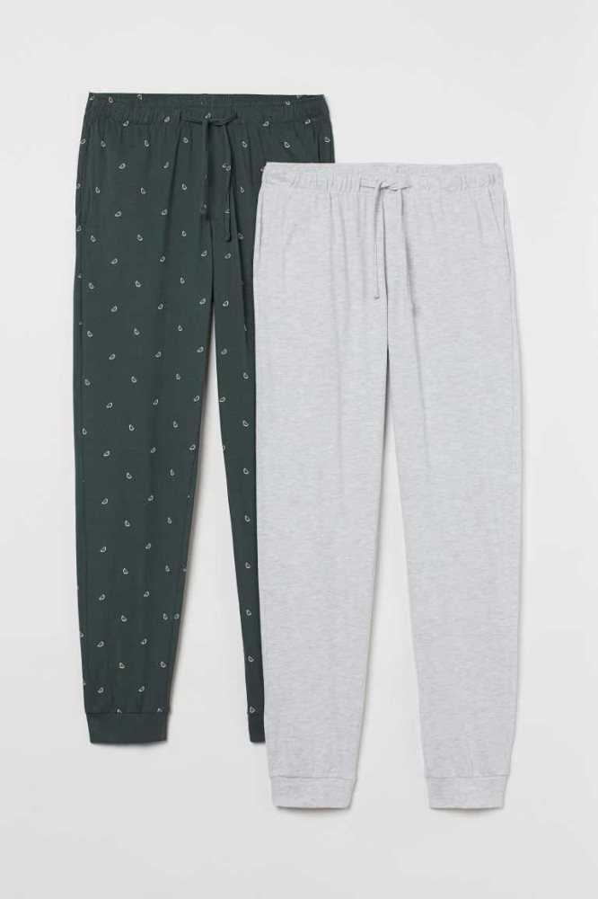 Ropa De Casa H&M 2-pack Jersey Pajama Pants Hombre Negros Grises Oscuro | 054876LNR