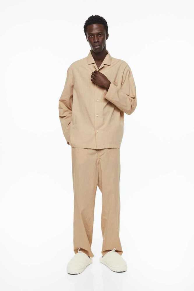 Ropa De Casa H&M Algodon Poplin Pajamas Hombre Beige | 827516VEO