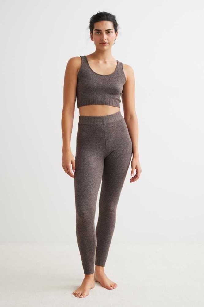 Ropa De Casa H&M Fine-knit Leggings Mujer Marrom Oscuro | 197350ZAF