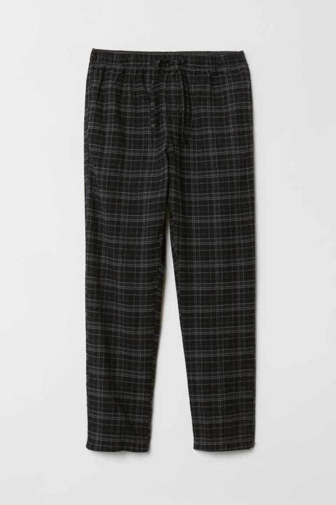 Ropa De Casa H&M Flannel Pajama Pants Hombre Negros Blancos | 210948XAY