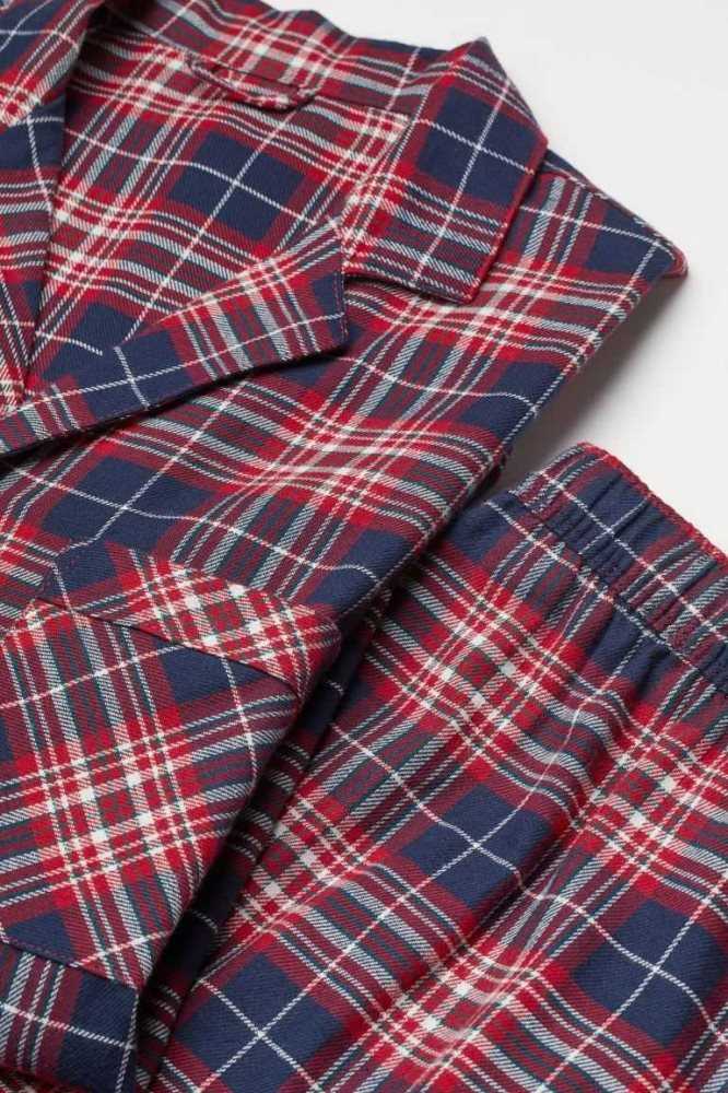 Ropa De Casa H&M Flannel Pajamas Hombre Azules Oscuro Rojos | 209453RHM