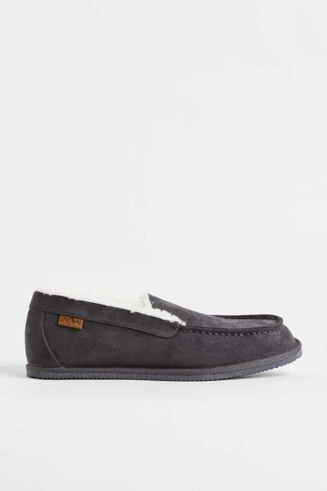 Ropa De Casa H&M Fleece-lined Slippers Hombre Grises Oscuro | 237094GBT