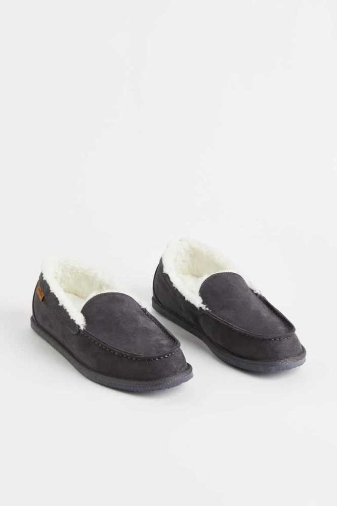 Ropa De Casa H&M Fleece-lined Slippers Hombre Azules Oscuro | 251493QGC