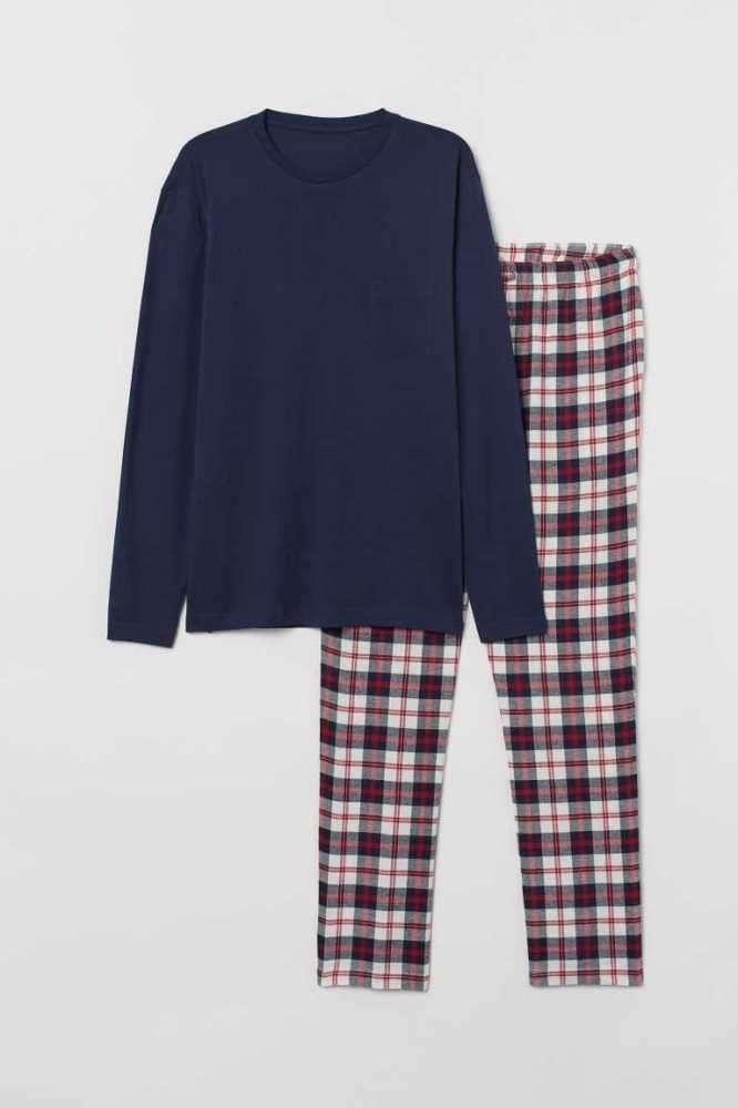 Ropa De Casa H&M Pajamas Hombre Azules Oscuro | 416570LEB