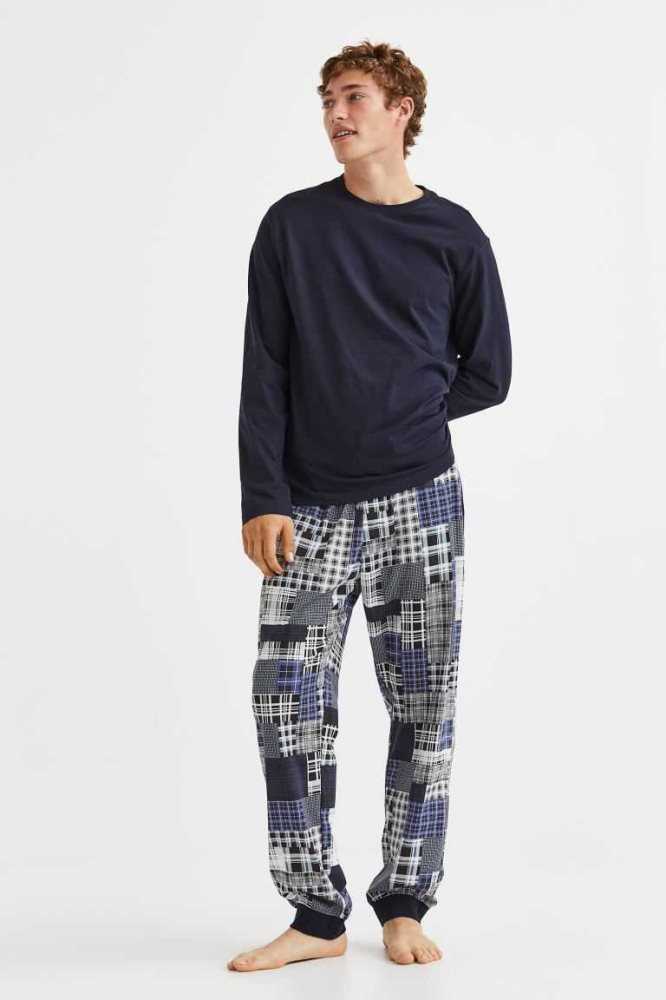 Ropa De Casa H&M Pajamas Hombre Blancos Grises Oscuro | 760358TJY