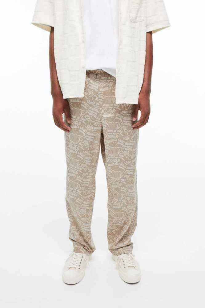 Ropa De Casa H&M Relaxed Fit Patterned Algodon Pants Hombre Azules Claro | 146958OWE