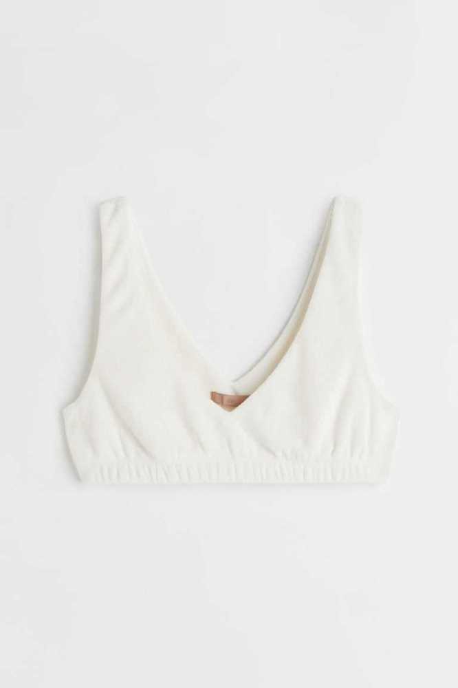 Ropa De Casa H&M Terry Crop Top Mujer Blancos | 765139EGO