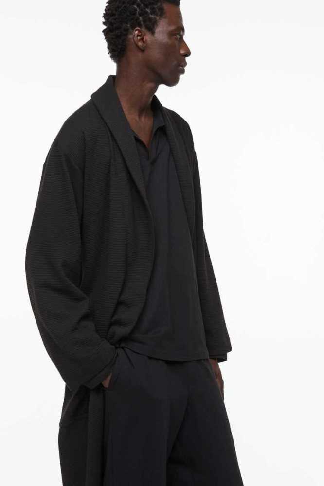 Ropa De Casa H&M Waffled Bathrobe Hombre Negros | 369527WCK