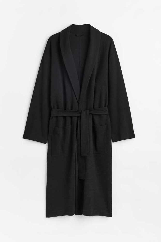 Ropa De Casa H&M Waffled Bathrobe Hombre Negros | 369527WCK