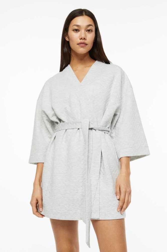 Ropa De Dormir H&M Acolchado Jersey Bathrobe Mujer Grises Claro | 095738BFI