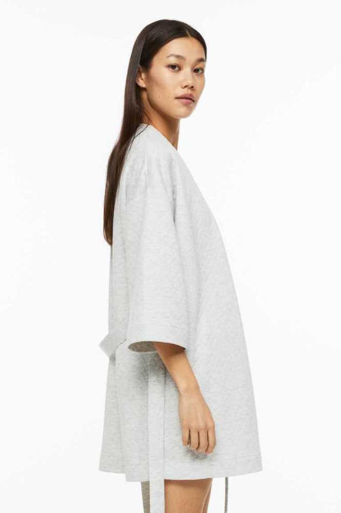 Ropa De Dormir H&M Acolchado Jersey Bathrobe Mujer Grises Claro | 095738BFI