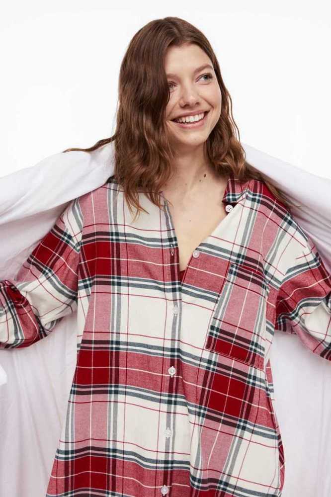 Ropa De Dormir H&M Flannel Nightshirt Mujer Rojos | 435628ZCM