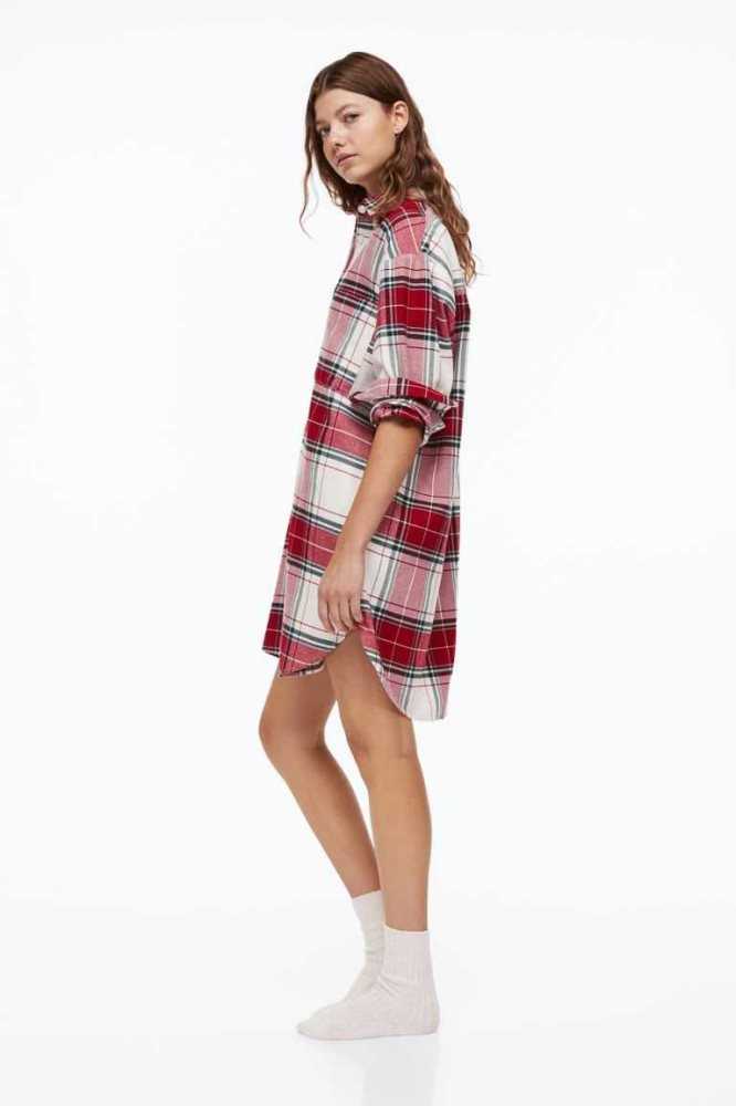 Ropa De Dormir H&M Flannel Nightshirt Mujer Rojos | 435628ZCM