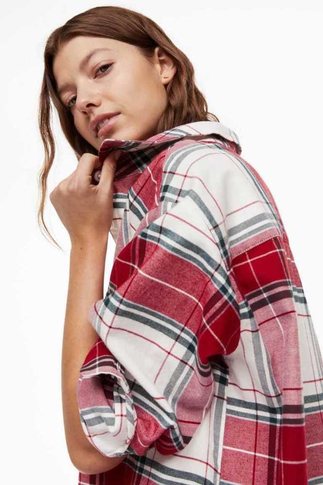 Ropa De Dormir H&M Flannel Nightshirt Mujer Rojos | 435628ZCM