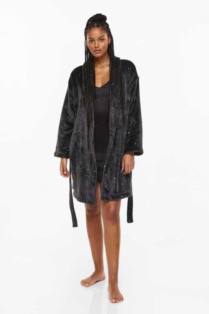 Ropa De Dormir H&M Fleece Bathrobe Mujer Grises Oscuro | 567924VWY