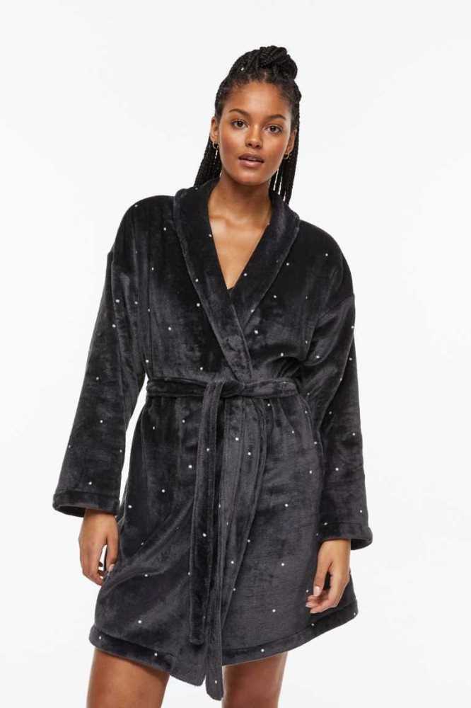 Ropa De Dormir H&M Fleece Bathrobe Mujer Grises Oscuro | 567924VWY