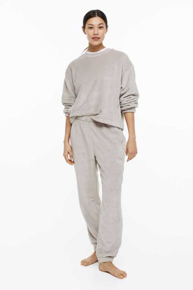 Ropa De Dormir H&M Fleece Pajamas Mujer Grises Claro Marrom | 713056ZPT