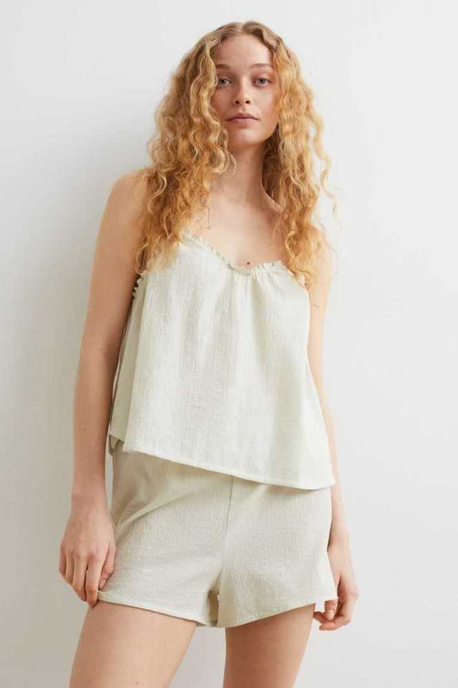 Ropa De Dormir H&M Pajama Camisole Top and Shorts Mujer Verdes Claro | 075231TIQ