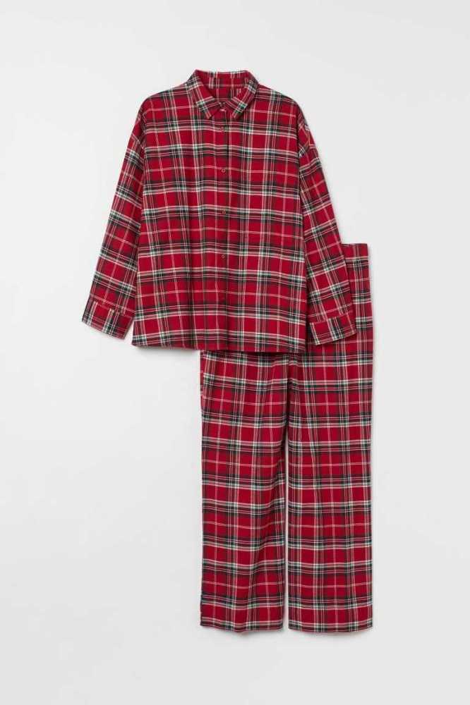 Ropa De Dormir H&M Plaid Pajamas Mujer Rojos | 460789WZA