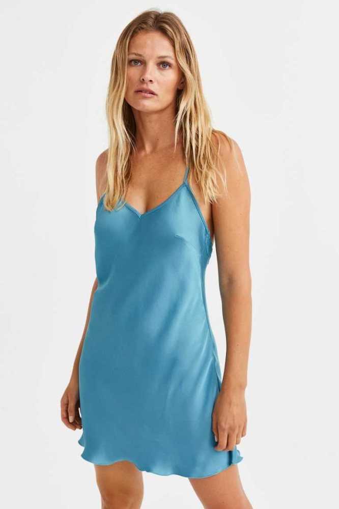 Ropa De Dormir H&M Satin Nightgown Mujer Negros | 563982YAK