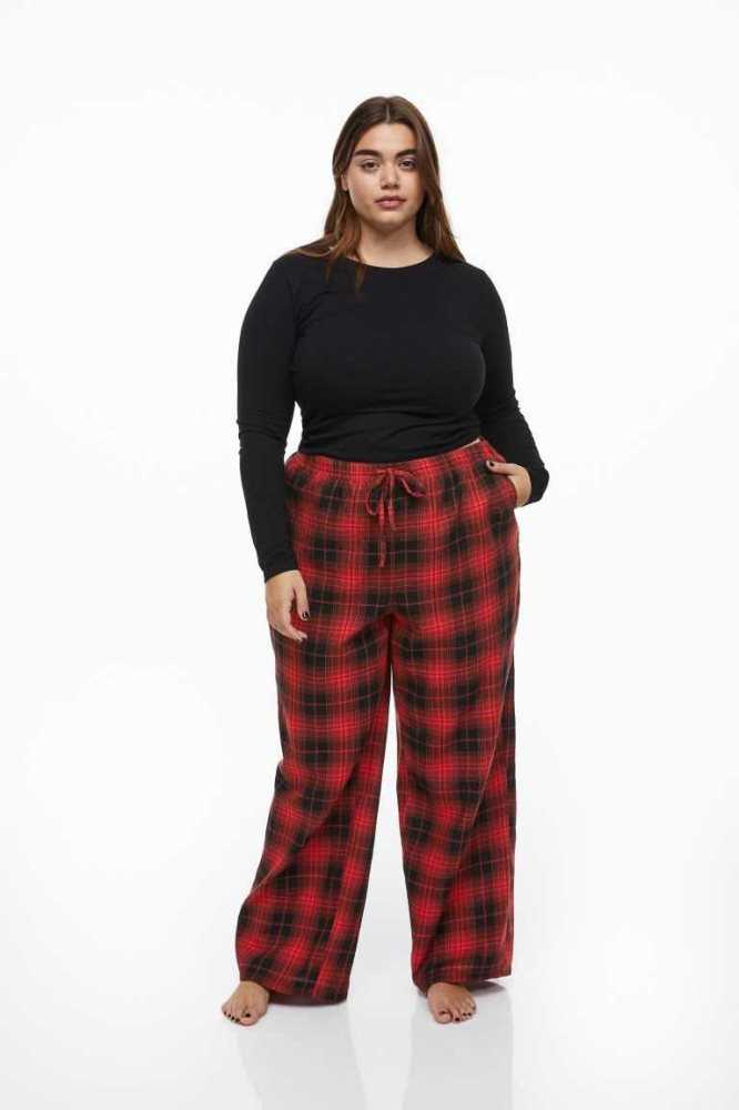 Ropa De Dormir H&M Twill Pajama Pants Mujer Rojos | 531062IYC