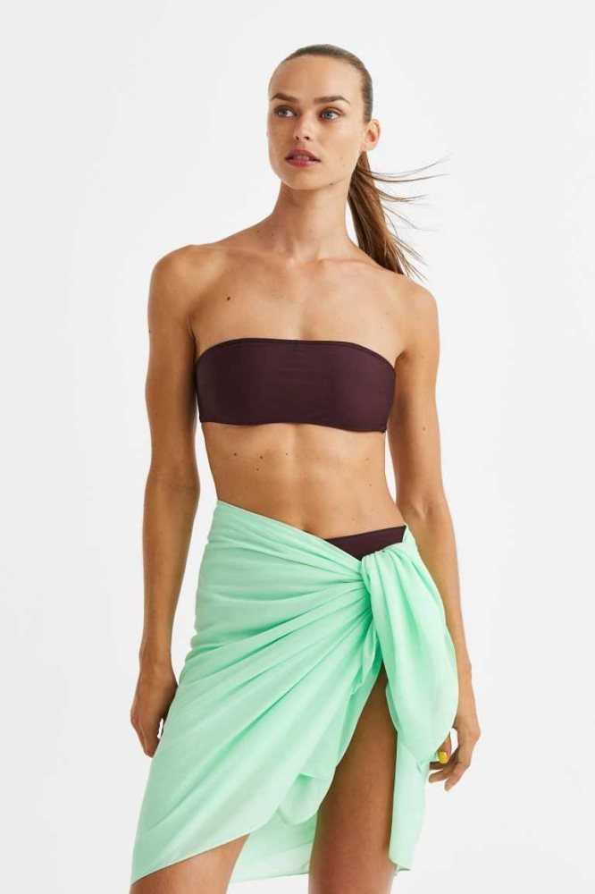 Ropa De Playa H&M Acolchado Bandeau Bikini Top Mujer Blancos | 724890GNK