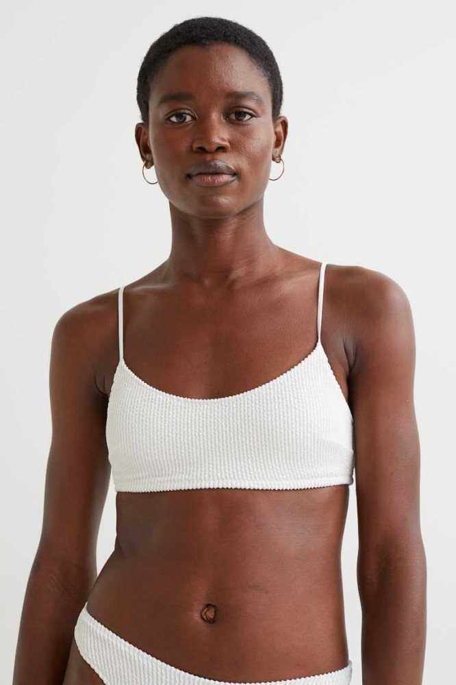 Ropa De Playa H&M Acolchado Bikini Top Mujer Blancos | 302584NQI