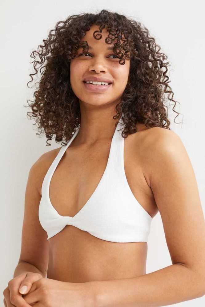 Ropa De Playa H&M Acolchado Bikini Top Mujer Blancos | 524896ZVG