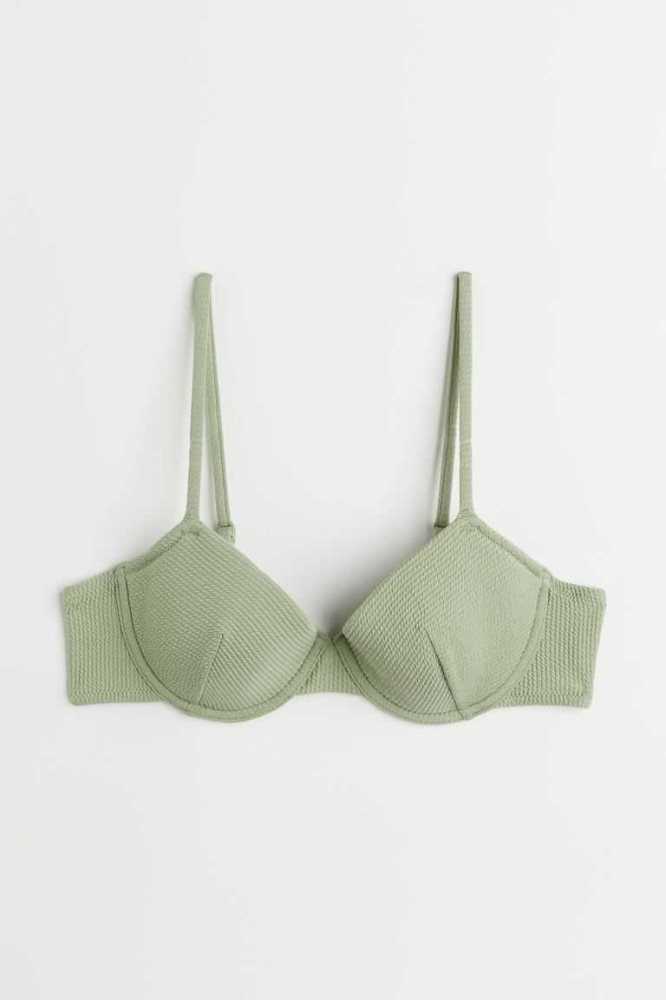 Ropa De Playa H&M Acolchado Bikini Top Mujer Amarillos Claro | 674320ZWL